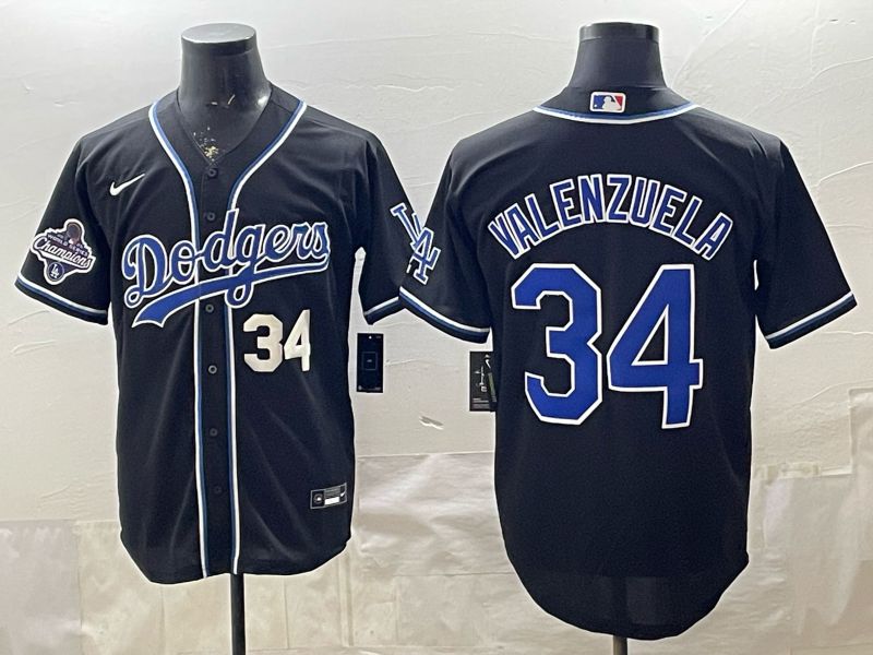 2026 Men Nike Los Angeles Dodgers #34 Valenzuela Black Game MLB Jersey 0018->los angeles dodgers->MLB Jersey